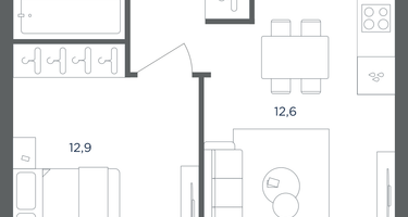 1-к. квартира, 33&nbsp;м²