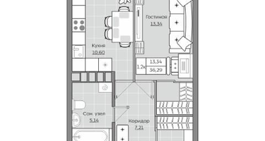 1-к. квартира, 36&nbsp;м²