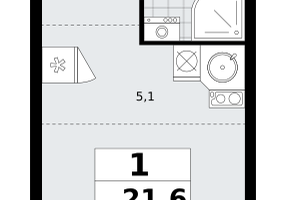 Студия, 21&nbsp;м²