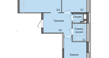 2-к. квартира, 64&nbsp;м²