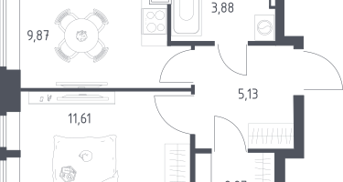 Студия, 40&nbsp;м²