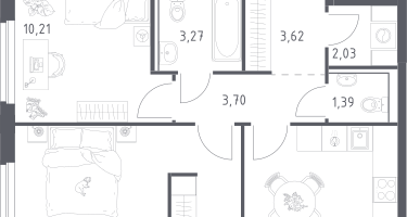 2-к. квартира, 51&nbsp;м²