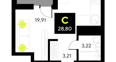 Студия, 28&nbsp;м²