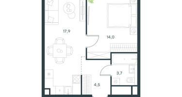 1-к. квартира, 40&nbsp;м²