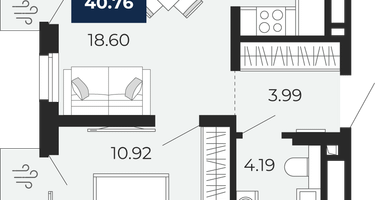 1-к. квартира, 37&nbsp;м²