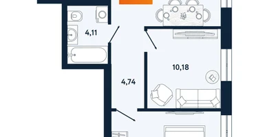 2-к. квартира, 49 м²