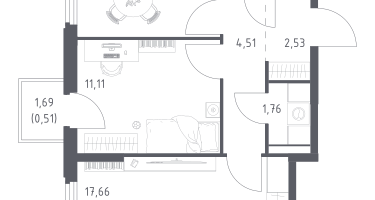 2-к. квартира, 52&nbsp;м²
