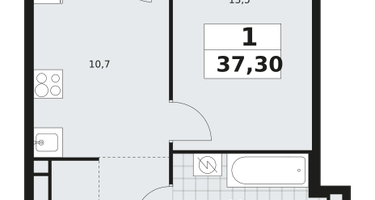 1-к. квартира, 37&nbsp;м²