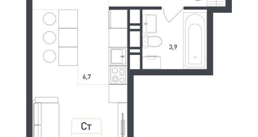 Студия, 26&nbsp;м²