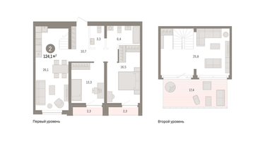 2-к. квартира, 124&nbsp;м²