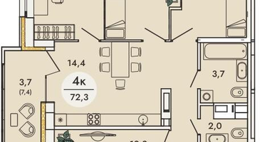 Студия, 72&nbsp;м²