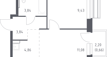 Студия, 33&nbsp;м²
