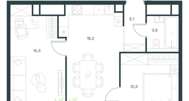 2-к. квартира, 51 м²