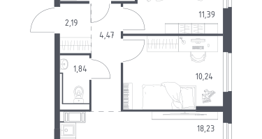 2-к. квартира, 52&nbsp;м²