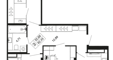 3-к. квартира, 82 м²