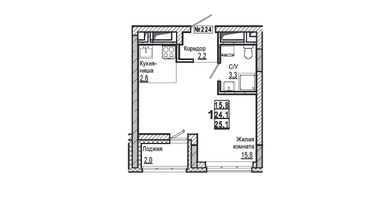 Студия, 25 м²