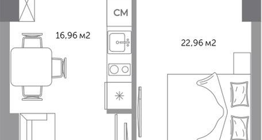 2-к. квартира, 43&nbsp;м²