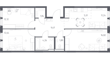Студия, 75&nbsp;м²
