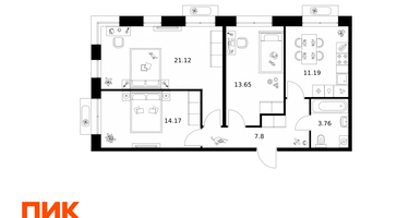 3-к. квартира, 71 м²