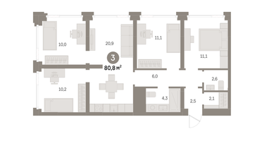 3-к. квартира, 80 м²