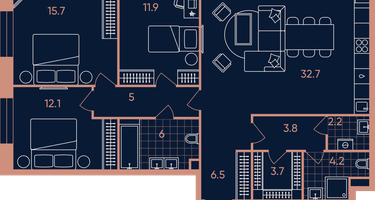 4-к. квартира, 103&nbsp;м²