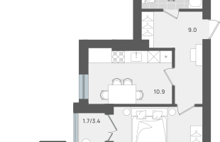 1-к. квартира, 40&nbsp;м²