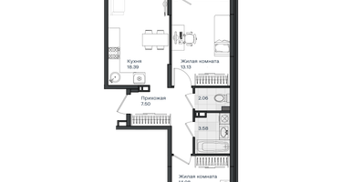 2-к. квартира, 63&nbsp;м²