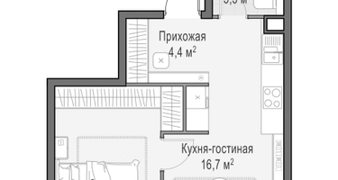 2-к. квартира, 40&nbsp;м²