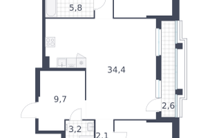 5-к. квартира, 141 м²