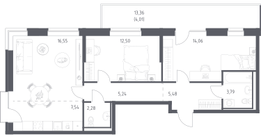 Студия, 71&nbsp;м²