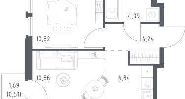 Студия, 36&nbsp;м²