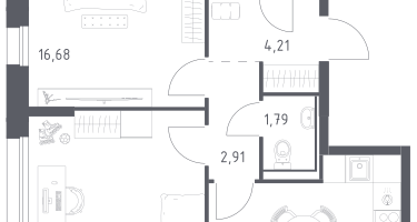 2-к. квартира, 57&nbsp;м²