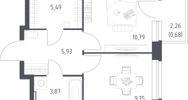 1-к. квартира, 36&nbsp;м²