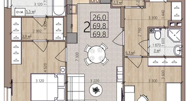 2-к. квартира, 69&nbsp;м²