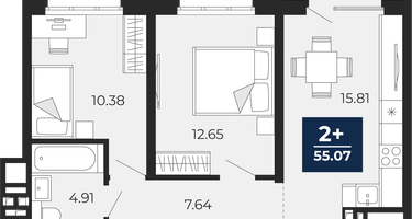 2-к. квартира, 51&nbsp;м²
