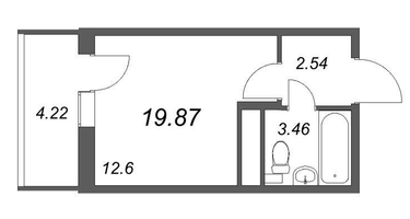 Студия, 19&nbsp;м²