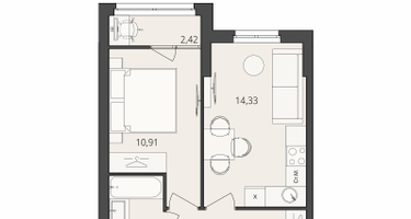 1-к. квартира, 34&nbsp;м²