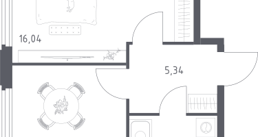1-к. квартира, 37&nbsp;м²