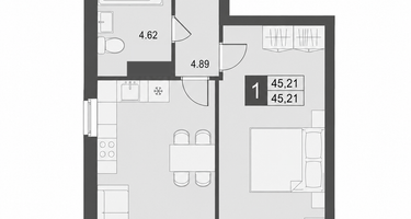 1-к. квартира, 45&nbsp;м²
