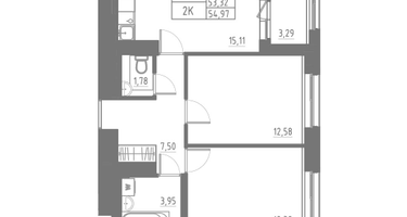 Студия, 54&nbsp;м²