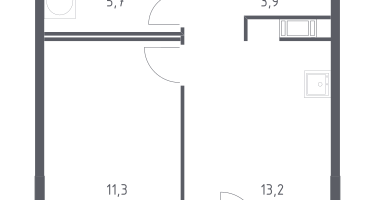 1-к. квартира, 34&nbsp;м²