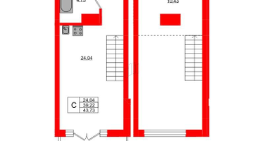 Студия, 43&nbsp;м²