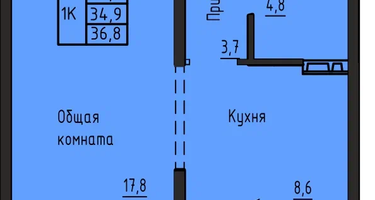1-к. квартира, 36 м²