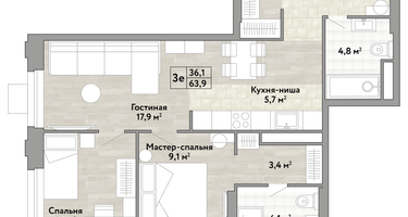 Студия, 63&nbsp;м²