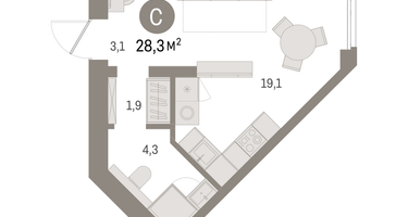 Студия, 28 м²