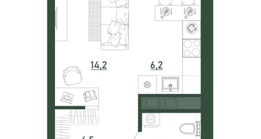 Студия, 28 м²