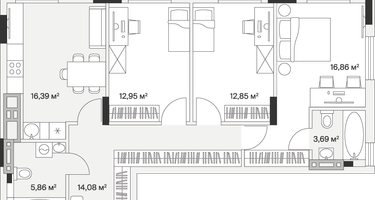 3-к. квартира, 86&nbsp;м²