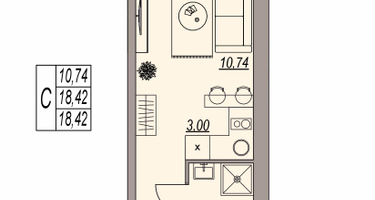 Студия, 18&nbsp;м²