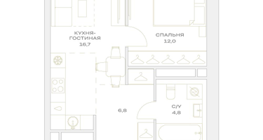 2-к. квартира, 41&nbsp;м²