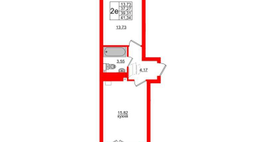 1-к. квартира, 39&nbsp;м²